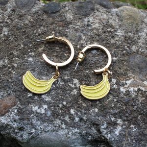 gold banana hoop earrings